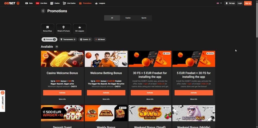 GGbet terms publishing the promo code JOKERFS45 for the offer